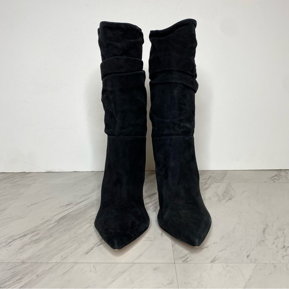 Schutz Ashlee Black Suede Slouch Heeled Boot 11B - Picture 2 of 16